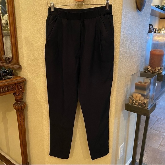 3.1 PHILLIP LIM Black 100% Silk Tapered Pants Size 0 - Picture 1 of 10